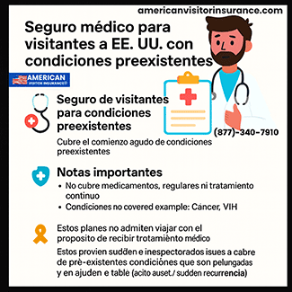 Las condiciones preexistentes no están cubiertas por el seguro de salud para visitantes