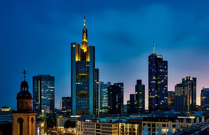 Frankfurt skyline and Römer Square Germany
